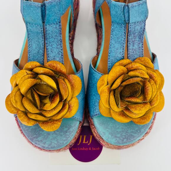 L'Artiste by Spring Step Women's Tempest Sandals Blue Multi Size 38 EU/ 7.5-8 US - Picture 4 of 12